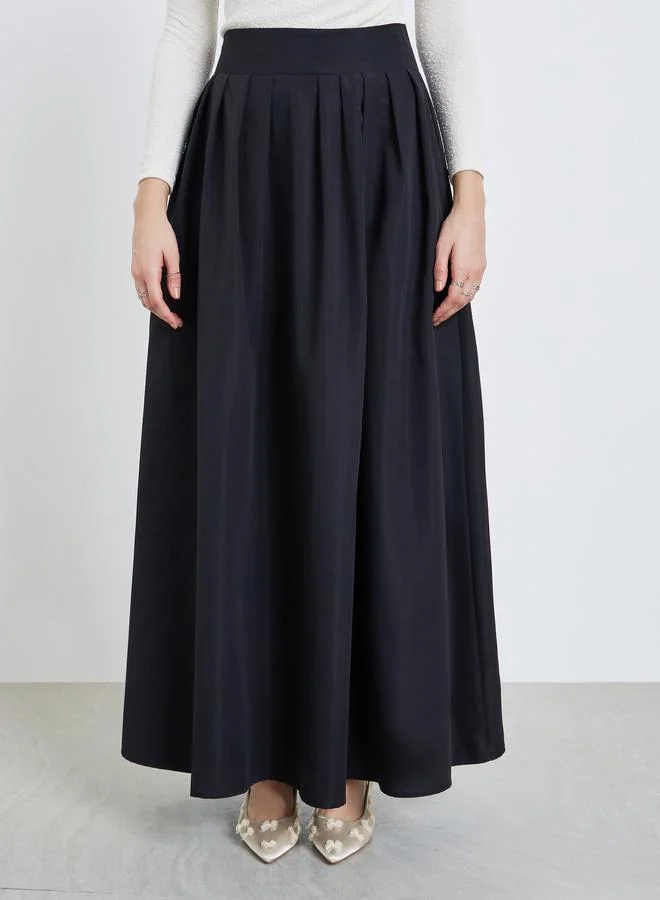 ستايلي تنورة طويلة مكسرة بحافة واسعة